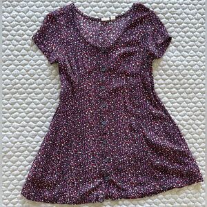 GAP Purple Floral Button-Front Dress with Pink & White Accents